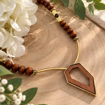 Koa Geo Brown Pendant Necklace