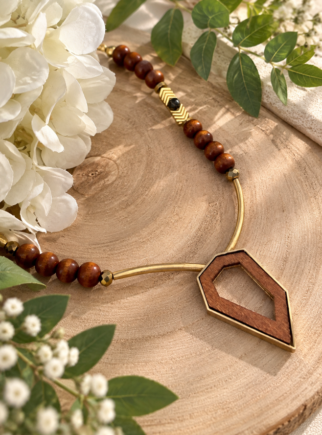 Koa Geo Brown Pendant Necklace