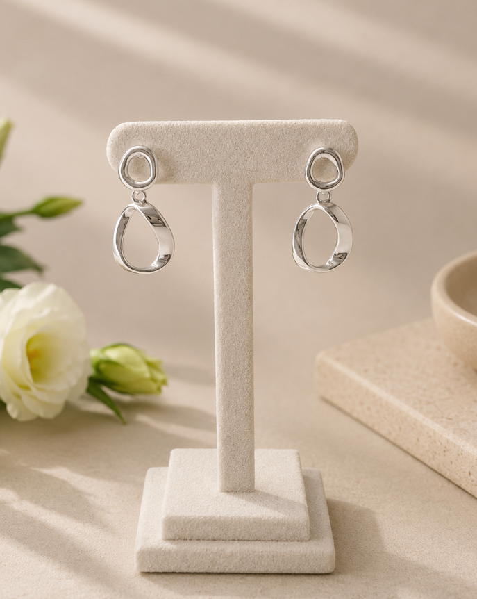 Serenity Silver Twist Drop Earrings - Image 2