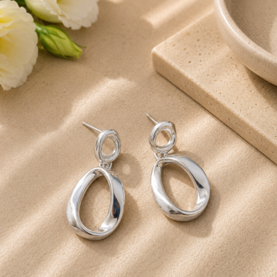Serenity Silver Twist Drop Earrings