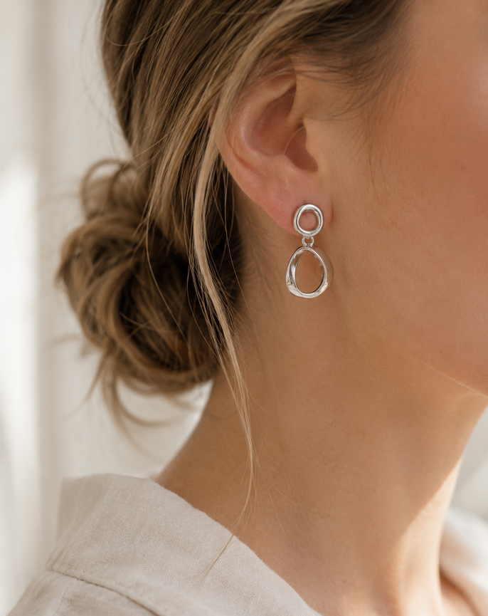 Serenity Silver Twist Drop Earrings - Image 3