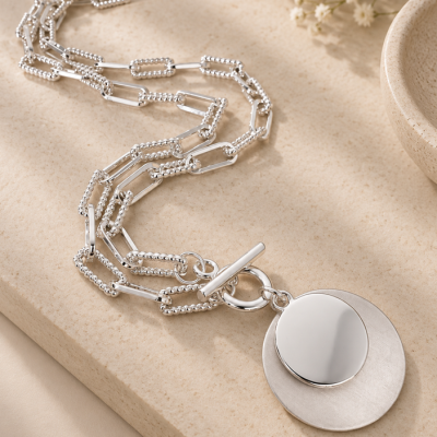 Luna Silver Statement Pendant Necklace