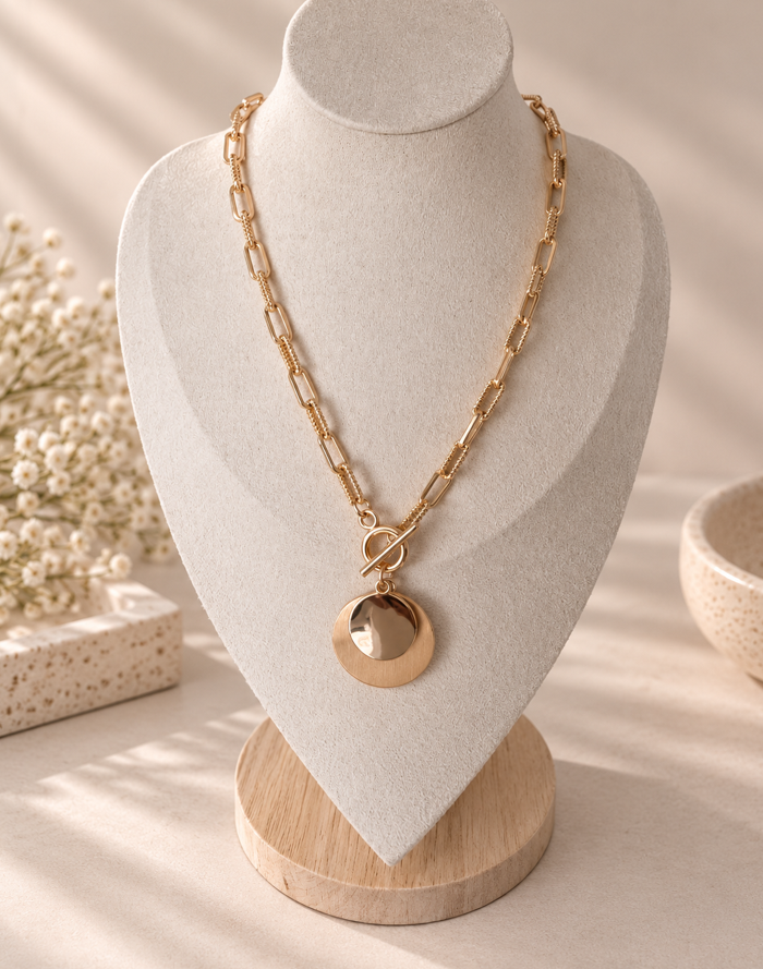 Luna Gold Statement Pendant Necklace - Image 2