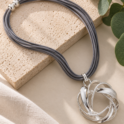 Serena Silver Sculptural Pendant Necklace