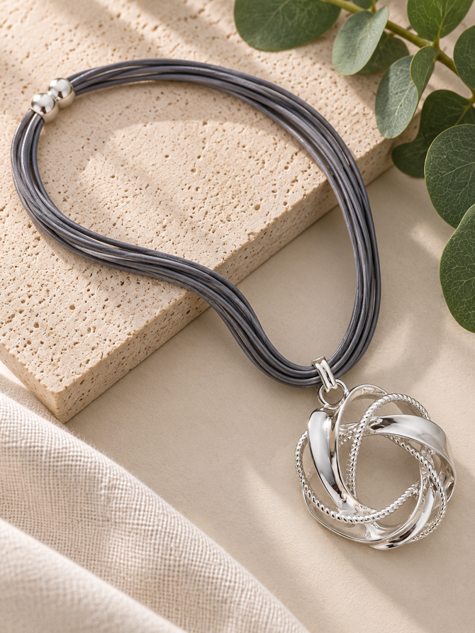 Serena Silver Sculptural Pendant Necklace