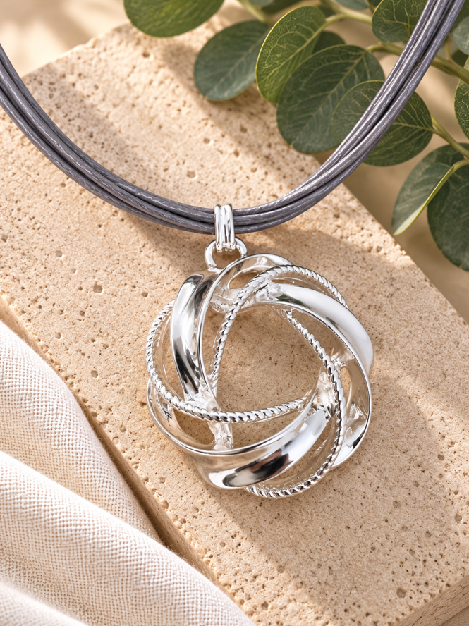 Serena Silver Sculptural Pendant Necklace - Image 2