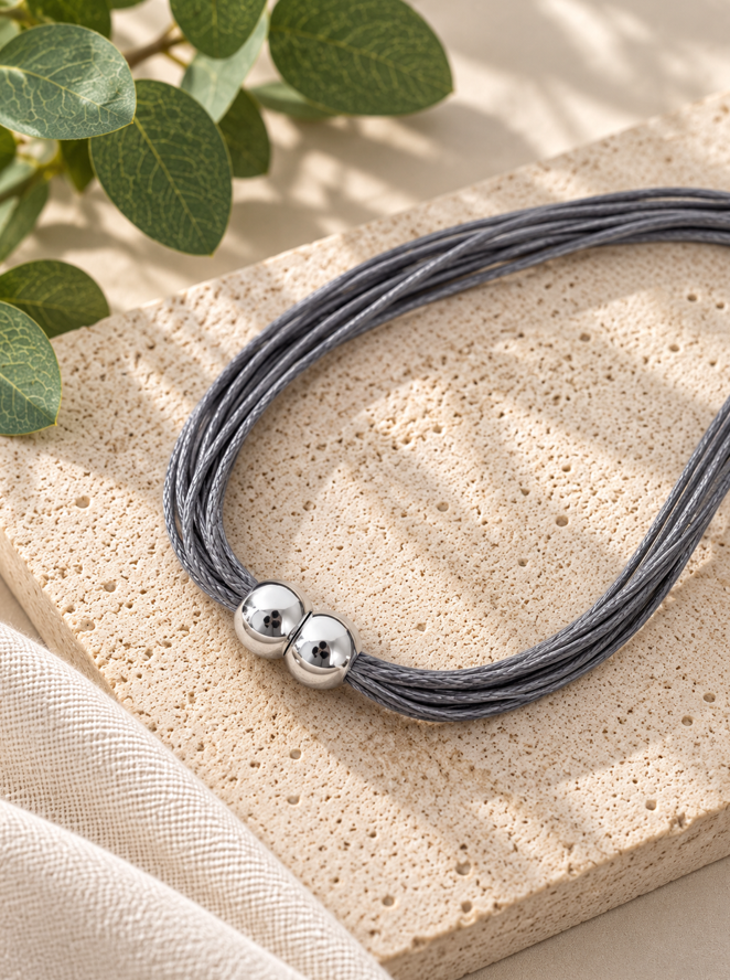 Elara Silver Sculptural Pendant Necklace - Image 3