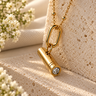 Charlotte Gold Diamond T-Bar Necklace