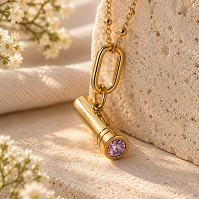 Charlotte Pink Diamond T-Bar Necklace