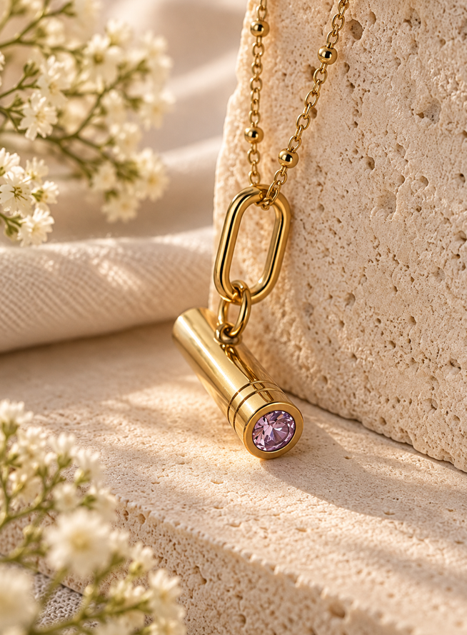 Charlotte Pink Diamond T-Bar Necklace