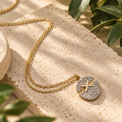 Eleanor Sparkle Disc Necklace