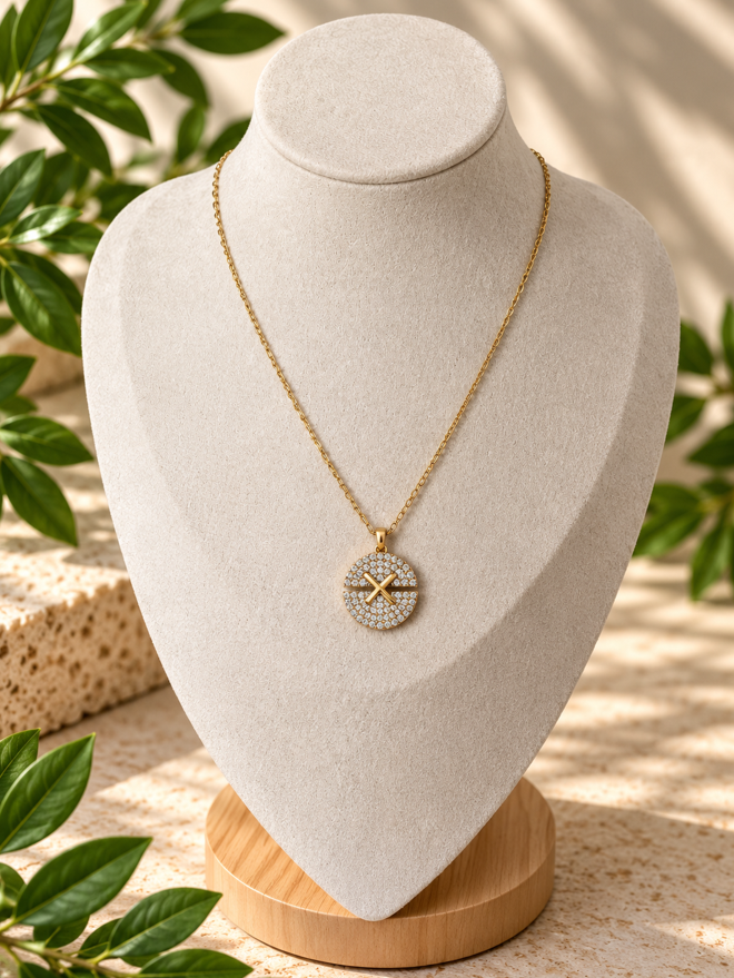 Eleanor Sparkle Disc Necklace - Image 3