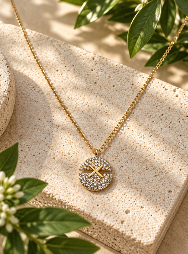 Eleanor Sparkle Disc Necklace - Image 2