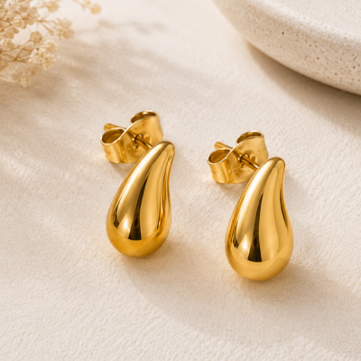 Aurelia Gold Teardrop Stud Earrings