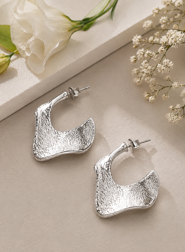Sculpted Silver Wave Earrings