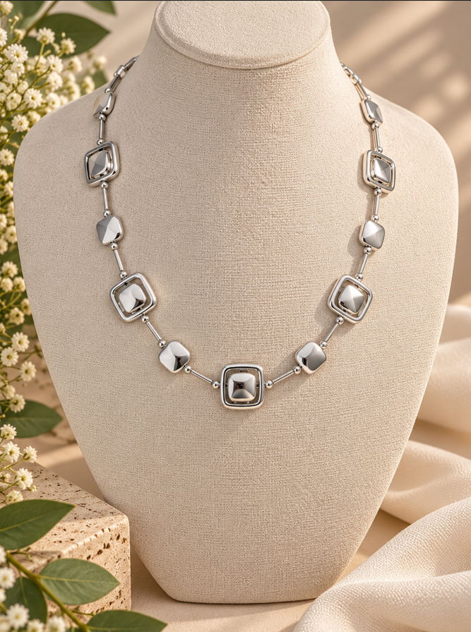 Estelle Silver Metal Necklace - Image 2