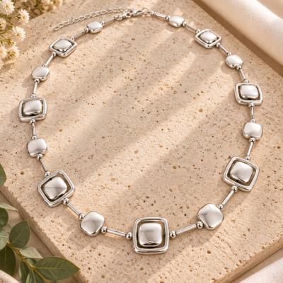 Estelle Silver Metal Necklace