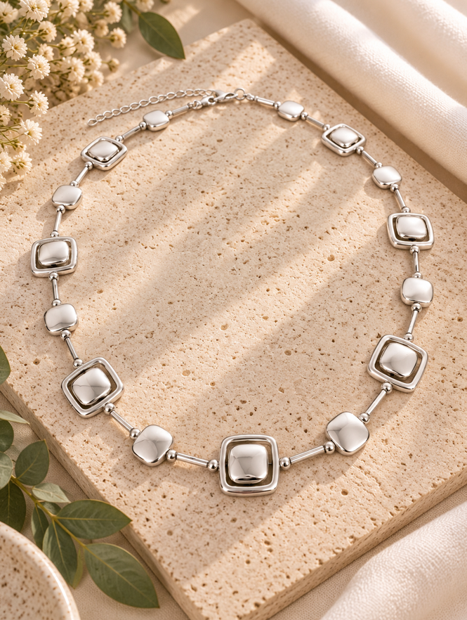Estelle Silver Metal Necklace