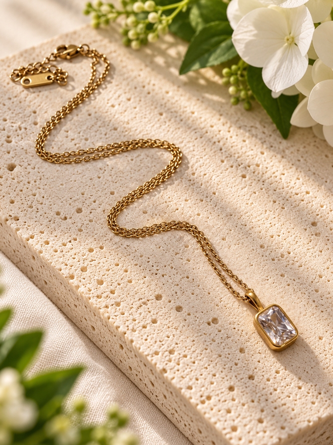 Seraphina Gold Crystal Pendant Necklace - Image 2