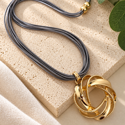 Serena Gold Sculptural Pendant Necklace