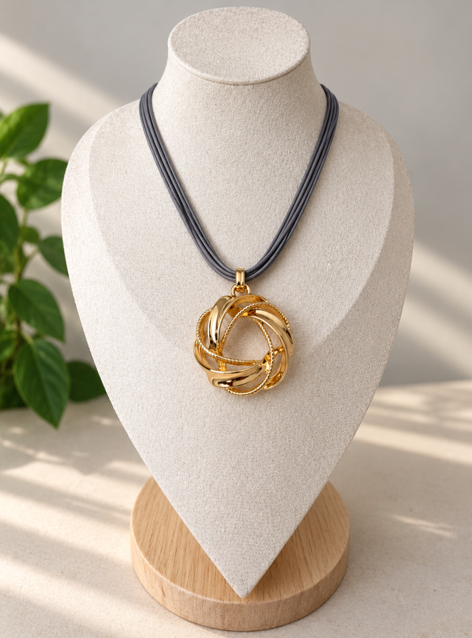 Serena Gold Sculptural Pendant Necklace - Image 2