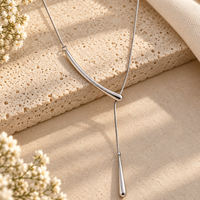 Louisa Sculpted Long Drop Necklace
