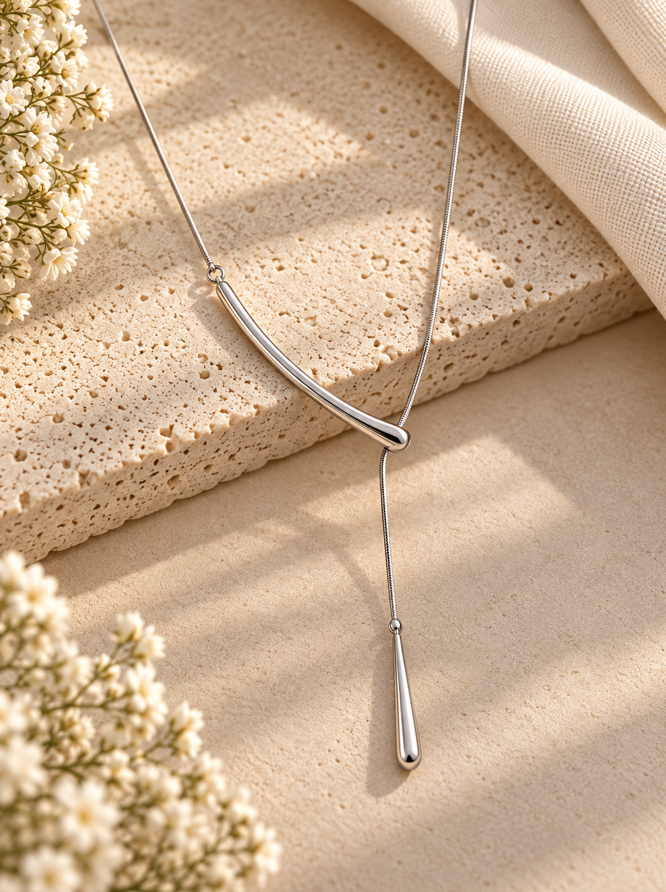 Louisa Sculpted Long Drop Necklace